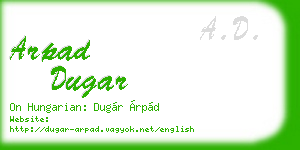 arpad dugar business card